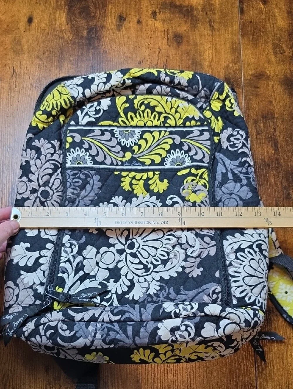 VERA BRADLEY | Quilted Floral Backpack Travel School Laptop Yellow Black Grey